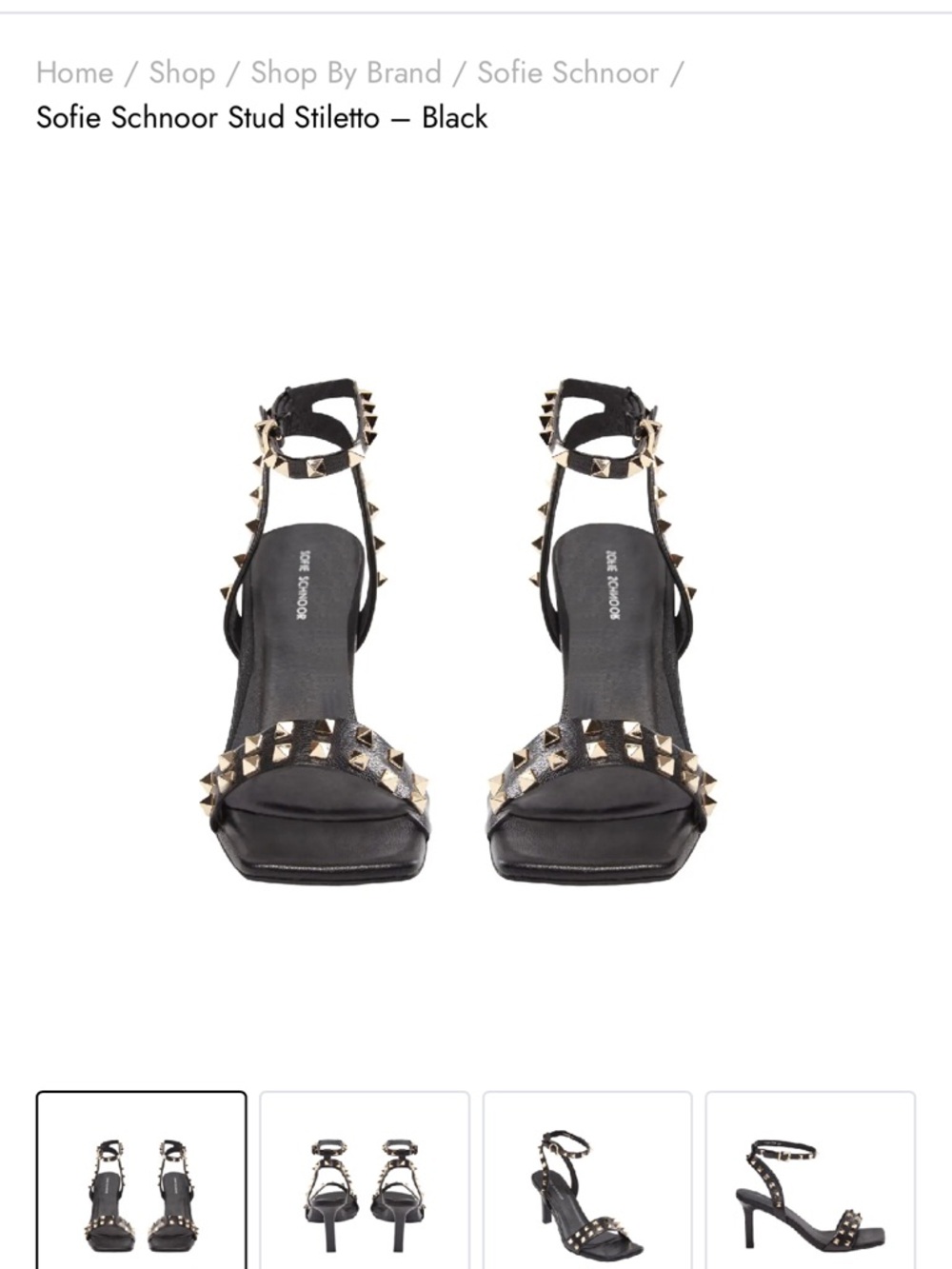 Black Studded Ankle-Strap Sandals